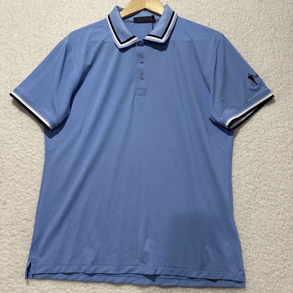 G/FORE Tux Polo Golf Shirt Blue Embroidered PAYNE'S VALLEY Short Sleeve Sz M NWT
